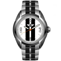 MINI Swiss Watches 石英錶 38mm 白底黑條錶面 黑銀不銹鋼錶帶