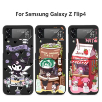 Sanrio Cute Kuromi Melody Black Back for Samsung Galaxy zflip Z Flip5 ZFlip3 Z Flip 3 Z Flip 4 5G Shockproof Cases Cover