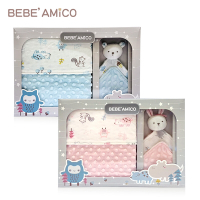 BEBE AMiCO-童趣故事(貝貝豆)-四季毯+安撫巾禮盒-2色