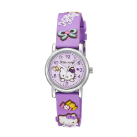 【HELLO KITTY】凱蒂貓生動迷人立體圖案手錶(紫 KT015LWVV)