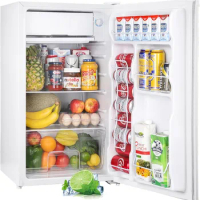 3.2 Cu.Ft Mini Fridge with Freezer, Single Door Mini Fridge, Adjustable Thermostat, Mini Refrigerator for Dorm, Office, Bedroom