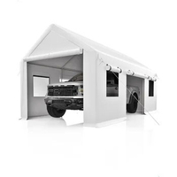 13'x20' Portable Garage, Heavy Duty Carport Canopy, Reinforced Rods, 4 Roller Shutters and 4 Windows for Pickup, Boat, White