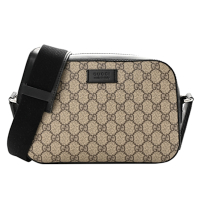 【GUCCI 古馳】779880 經典GG LOGO帆布拚色拉鍊斜背包(黑色)