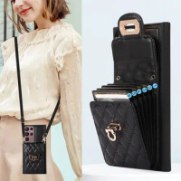 Crossbody Strap Leather Case For Samsung Galaxy S23 Ultra S22 Plus S21 S20FE A53 5G A12 4G A13 A14 A52 A54 A34 Card Wallet Cover