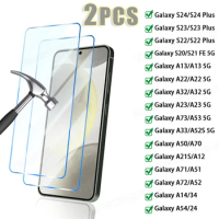 2PCS Protective Glass for Samsung A54 A14 A34 A24 A12 A21S A13 A53 A73 A22 A32 5G Tempered Glass for Samsung S24 S23 S22 Plus