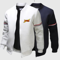 2024 Spring and Autumn New Sea Doo Seadoo Moto Thin Solid Color Sports Men Loose Large Size Locomotive Flight Jacket Tops