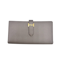 【二手名牌BRAND OFF】HERMES 愛馬仕 大象灰 Epsom牛皮 Bearn 長夾 C刻 金扣
