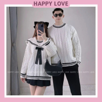 Áo cặp nam nữ from rộng Thủy Thủ chất len vặn dày dặn thời trang cho cặp đôi HAPPYLOVE H012