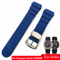 20mm 22mm Silicone Watch Strap for Seiko Prospex Series SPR009 Replacement Waterproof Diving Watch Band Steel Ring Buckle