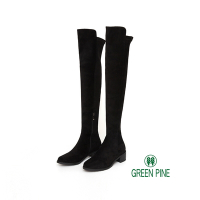 GREEN PINE顯瘦感彈力過膝中跟襪靴黑色(00185311)