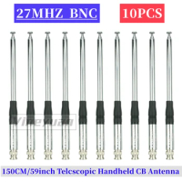 10PC 150CM/59inch Telcscopic Handheld CB Antenna 27Mhz with BNC Connector Compatible with Cobra Midland Uniden Portable Cb Radio