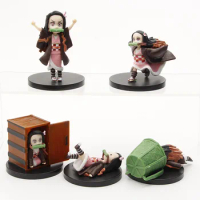 5Pcs/Set Anime Demon Slayer Figure Kimetsu No Yaiba Kamado Nezuko Action Figure Toys Collectible Model PVC Doll Gift