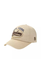 MLB Korea Varsity Vintage Culsive Stitch Unstructured Ball Cap - NY Beige