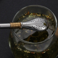 หลอดดื่ม, ชา Yerba Mate, ช้อนชา, เครื่องดื่ม, สแตนเลส, หลอดแบบใช้ซ้ำได้, โลหะ, ล้างทำความสะอาดได้, ต