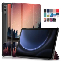 For Samsung Tab S9 FE Plus Case 12.4" Trifold Leather Stand Hard Tablet Funda For Galaxy Tab S9 FE Plus + Case SM-X610 X616