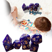 7pcs Dadu Polyhedral D4 D6 D8 D10 D12 D20,Dadu Transparan,Dadu Warna Warni Untuk RPG DND