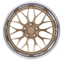 Custom Two Piece 18 19 20 21 22inch 5x120 5x114.3 5x120 Polishing Forged Aluminum Alloy Passenger Gold Color Car Wheels Rims