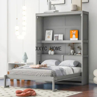 Full Size bed,Murphy Bed Wall Bed with Shelves,Multifunction Murphy Bed can be folded away into a cabinet,Space Saving,2 colors