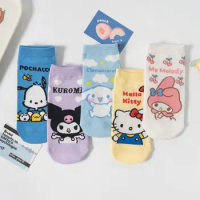 5 Pairs of Sanrio High-Quality Women's Socks Novel and Cute Kawaii Cartoon Women's Casual Socks
