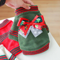 Merry Christmas Sweater Puppy Dog Pet Clothes Knitted Warm Thick Teddy Bear Small Dog Fall Coat Winter Coat