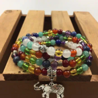 Chakra Balance 108 Mala,Elephant mala beads bracelet, protection healing yapa mala,buddha