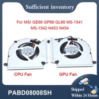 New Laptop CPU GPU Cooling Fan N453 N454 4PIN DC5V PABD08008SH For MSI GF63 GE66 GP66 GL66 8RD MS-1541 MS-1542 MS-16R1 MS-16R2