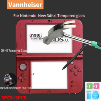 Nintendo New 3DS XL LL Screen Protector Top 9H HD Tempered Glass+Bottom PET Full Clear Cover Protective Film Guard for 3DS XL/LL