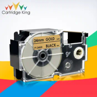 Printer Ribbon XR-24GD Black on Gold 24mm Labeling Tape for Casio KL-G2 CWL300 KL430 KL820 KL7000 KL7200 EZ- Serial Label Maker
