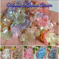 Mote Kelopak Bunga Clover 30 pcs Manik Kelopak Clover Akrilik Kelopak Bunga Glossy Manik Akrilik Ben