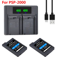 2400mAh PSP2000 Battery + Dual LED Fast Charger for Sony PSP2000 PSP3000 PSP 2000 3000 PSP S110 Gamepads