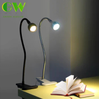 LED Desk Lamp Book Light USB Powered Clip Holder Flexible Bedside Reading Lights For Study Room Bedroom Travel USB Table Lamps