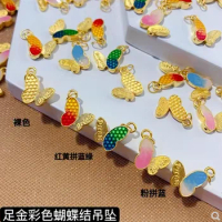 24k pure gold butterfly pendants for girls 999 real gold butteryfly charms colorful charms