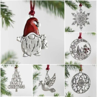 Fashion Simple Solid Pewter Christmas Tree Ornament Pendant Christmas Day Gift Retro Gothic Jewelry Accessories Wholesale Bulk