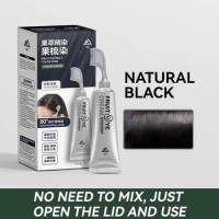 80ml Black Hair Dye Shampoo With Comb Black Hair Dye Pure Plant-based Instant Hair Dye Cream To Cover Permanent