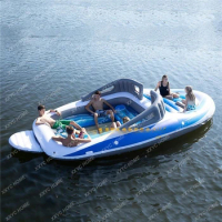 Cama flotante inflable de PVC para 4-6 personas, Barco Pirata, corte, fila flotante para varias personas