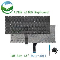 A1369 US UK Replacement Keyboard Spain French German Russian Korean Layout for MacBook Air 13" A1466 Keyboard 2011-2017 Year
