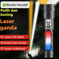Meriam laser senter terang kuning dan putih tampilan daya sumber cahaya ganda USB senter tahan lama 