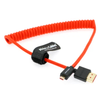 8K 2.1 Micro-HDMI to HDMI Braided Coiled-Cable for Atomos Ninja V 4K-60P Record 48Gbps HDMI for Canon-R5C R5 R6
