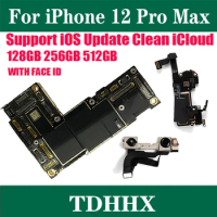 100% Original Unlocked for IPhone 12 Pro Max Motherboard with Face ID 128G 256G 512G MAianboard Support IOS Update