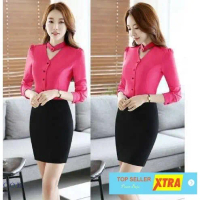Baju Hem MARVELA OX Blouse Wanita twistcone varian warna Kekinian@@ Fit Kancing Hitam Atasan