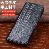 Wobiloo New Luxury Genuine Leather Wallet Business Phone Case For Vivo X Fold3 Pro Credit Card Money Slot Cover Holster