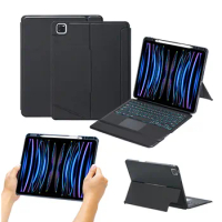 Backlit Keyboard for iPad Pro 12.9 2022 2021 2018 Leather Case Built-in Pen Slot for iPad Pro 12.9 6th gen Touchpad Keyboard