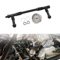 8AN Carburetor Dual Feed Fuel Line with Pressure Gauge for Holley 4150 Carburetor 7/8inch-20 Thread