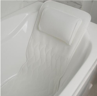 【現貨一日達】浴室洗澡浴缸墊 可水洗帶枕頭3D泡澡浴缸靠墊 吸盤防滑浴墊
