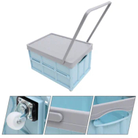 English title: Alipis Collapsible Rolling Crate Wheels Foldable Utility Cart Handcart Shopping Trolley Travel Shopping Moving