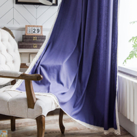 窗簾成品紫色素色蕾絲邊小窗廚房簾棉麻半遮光飄窗單片