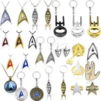 Classic Movie Star Trek Fashion Metal Necklace Vintage Style Admiral Logo Pendant Keyrings for Car Key Backpack Accessories
