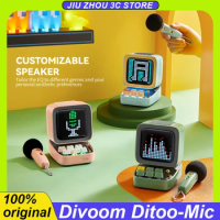 Divoom Ditoo-Mic Bluetooth Speaker With Karaoke Microphone Pixel Art Display Desktop Decor Different Sound Modes Gift Custom