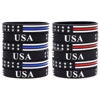 300pcs Thin Blue Line and Thin Red Line American Flag USA Silicone Wristband Bracelet Free Shipping By DHL