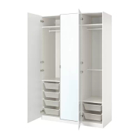 PAX/FARDAL/ÅHEIM 衣櫃/衣櫥組合, 白色/高亮面 白色 鏡面, 150x60x236 公分